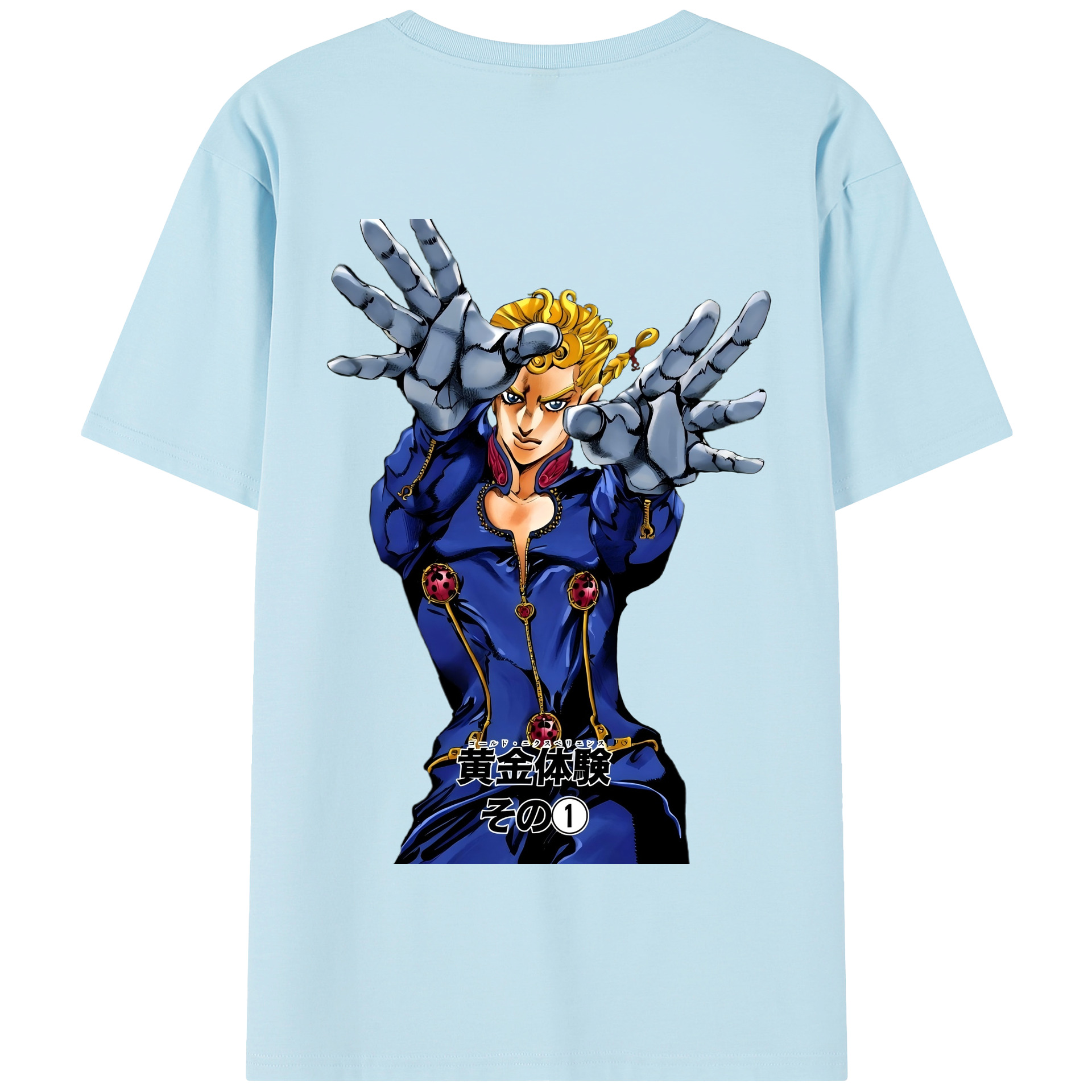 （画像用） ジョジョの奇妙な冒険 ジョルノ?ジョバァーナ JoJo's Bizarre Adventure Giorno Giovanna 綿100％半袖Tシャツ（背面プリント）
